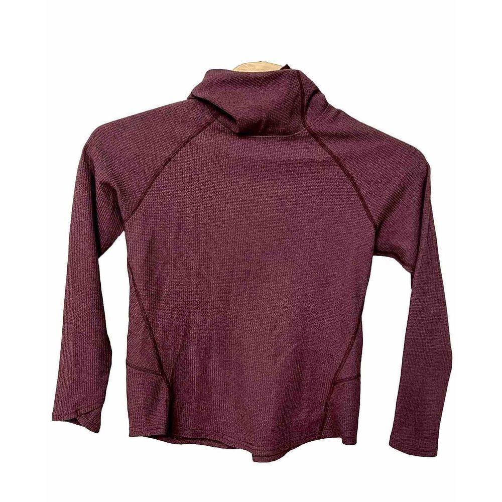 Kuhl Womens Waffle Scarf Neck Shirt Maroon Thermal Sz Medium Thumb Holes